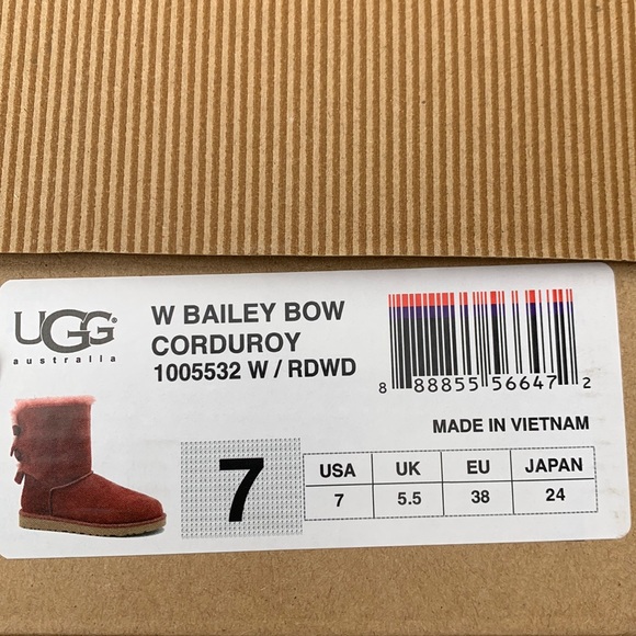 🎉💖HP🥰💕Super warm & beautiful UGG boots, light burgundy Corduroy Bailey bows - Picture 4 of 17